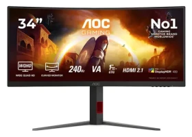 34" AOC CU34G4Z čierna / Monitor / Fast VA / 3440x1440 / 21:9 / 240Hz / 0,3ms / 2x HDMI 2.1 + DP / VESA / FreeSync (CU34G4Z)