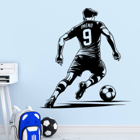 Veselá Stena Samolepka Futbalista s menom Farba: černá, Veľkosť: 100 x 109 cm