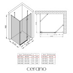 CERANO - Sprchovací kút Marino L/P - 6 mm - čierna matná, transparentné sklo - 90x70x190 - pántový CER-422844