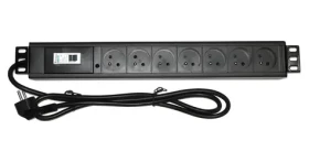Xtendlan 19" rozvodný panel 7x230V (ZASUVKA7B1-19) / Rozvodný panel / ČSN / vypínač / nadprúdová ochrana / 1,8 m (ZASUVKA7B1-19)