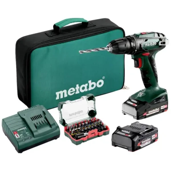 Metabo 602207930 / Aku set / vŕtací skrutkovač s batériami a príslušenstvom / 18V / 48Nm / 2x Aku (602207930)