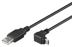 PremiumCord Kábel USB-A - Micro USB zahnutý 90 ° čierny / Kábel / USB 2.0 / 3 m (ku2m3f-90)