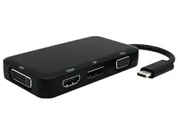 PremiumCord Prevodník USB-C na HDMI + DVI + VGA + DisplayPort / Redukcia / 4v1 / USB-C (8592220017767)