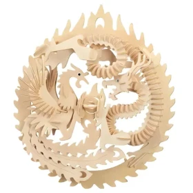 Woodcraft Drevené 3D puzzle Fénix a drak