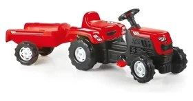 DOLE Šliapací traktor Ranchero s vlečkou červený
