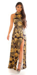 Sexy Maxi Neck Dress With Print blackyellow Einheitsgroesse