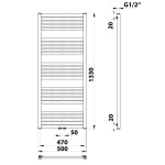 Bruckner - GRUNT vykurovacie teleso 500x1330 stredové pripojenie, čierny mat 600.122.6