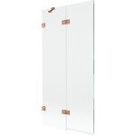 MEXEN/S - Lunar vaňová zástena 2-krídlová ľavá 90 x 150, transparent, meď kartáčovaná 897-090-100-65-00-L