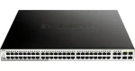 D-Link DGS-1210-52MP / SMART switch / 48x GbE PoE+ / 4X RJ45/SFP combo / PoE 370W