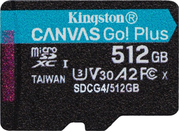 Kingston Canvas Go! Plus (Gen4) MicroSDXC 512 GB Class 10 UHS-I/U3 A2 V30 (SDCG4/512GBSP)