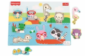 Trefl - Vkladačka - Drevená vkladačka Fisher Price: Divé zvieratká