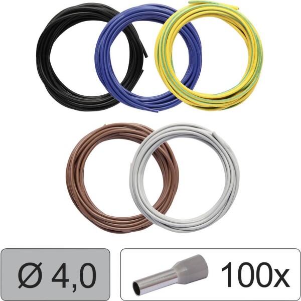 Quadrios 25CW120 jeden drôt, LiFY, 4.0 mm², čierna, modrá, žltozelená, hnedá, sivá, 1 sada; 25CW120