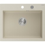 MEXEN MEXEN - Elix granitový drez 1-miska 600 x 500 mm, béžový, sifón chróm 6525601005-69