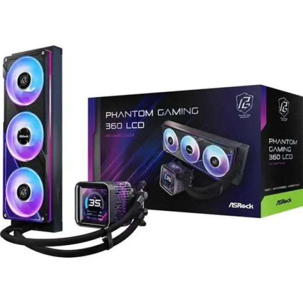 ASRock Phantom Gaming 360 LCD čierna / 3x 120mm / 31.4 dB @ 2400 RPM / 61.28 CFM / AMD + Intel (90-APGA36-BAAGA5)