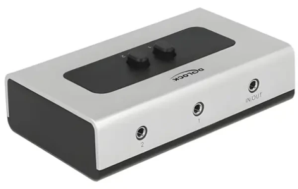 DeLock jack 3.5 mm 2 Port šedočierna / Prepínač / ručný / obojsmerný (87699)