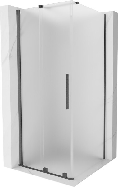 MEXEN/S - Velár sprchovací kút, posuvné dvere 110 x 110, dekor, grafit kartáčovaná 871-110-110-31-66