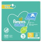 Pampers Fresh Clean Baby Wipes vlhčené obrúsky 624 ks (12x 52 ks) (8001841078441)