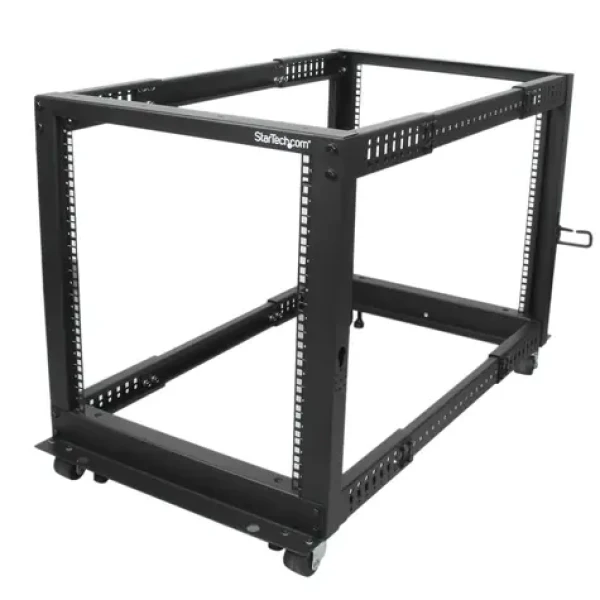 StarTech Open Frame 12U čierny / Stojanový rack / 19" / nastaviteľná hĺbka / nosnosť 544 kg (4POSTRACK12U)