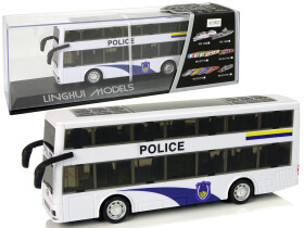 Mamido Policajný autobus Dvojposchodový autobus biely so zvukom napätia