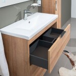 Mereo Vigo, kúpeľňová skrinka s keramickým umývadlom 61 cm, dub Riviera CN321