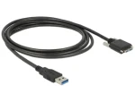 DeLock Micro-USB - USB-A 1 m čierna / Kábel USB 3.0 / krídlové skrutky (83597)