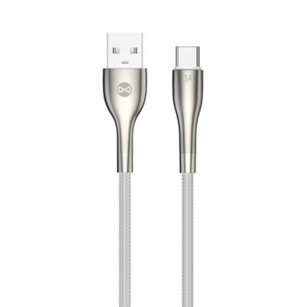 Forever Sleek Kábel USB-A (M) - USB-C (M) 1m biela / 3 A (5900495084293)