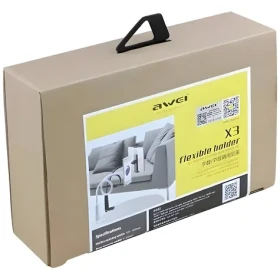 AWEI X3 biela / Stolný držiak telefónu a tabletu / 4-10,5" / flexibilné rameno / uchytenie na stôl (X3W)