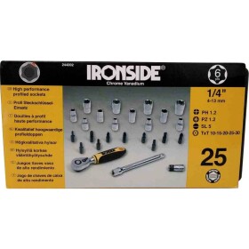 IRONSIDE súprava nástrčných kľúčov, 1/4 (6,3 mm), 244002; 244002