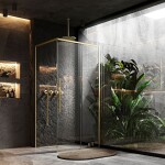 REA/S - Sprchovací kút SOLAR - zlatý Brush 100x80 So sprchovou vaničkou Savoy KPL-96020