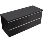 CERANO - Kúpeľňová skrinka Velora - čierna matná, úchytka chrómová + doska pod umývadlo Navira Pro - 36 mm - 120x56,6x46,5 CER-668579