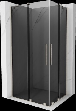 MEXEN/S - Velar Duo sprchovací kút, posuvné dvere 90 x 80, grafit, nikel kartáčovaný 871-090-080-42-97