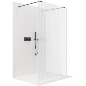 CERANO - Sprchová zástena Walk-in Onyx Duo Ľ/P - 8 mm - hranatá vzpera - čierna matná, ryhované sklo - 80x200 CER-8050BD1915