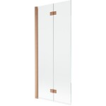 MEXEN - MIST vaňová zástena 80x150 cm 6mm 2-s, meď kartáčovaná, číra, ľavá 8A9-080-002-65-00-L