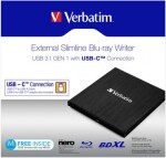 VERBATIM Slimline čierna / Blu-ray + DVD externá napaľovačka / USB 3.1 Gen. 1 / USB-C (43889)