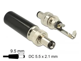 DeLock Konektor DC 5.5 x 2.1 mm s dĺžkou 9.5 mm samec (89913-D)