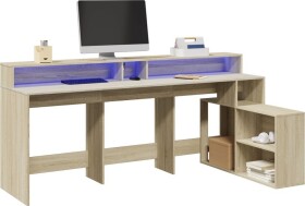 VidaXL Biurko z podświetleniem LED, dub sonoma, 200x104x91 cm