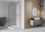 MEXEN/S - Rio štvorcový sprchovací kút 80 x 80, transparent, chróm + vanička Rio 860-080-080-01-00-4510