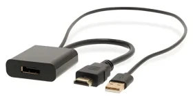 Nedis adaptér HDMI - DisplayPort čierna / HDMI (M) - DisplayPort (F), USB-A / 4K 30Hz / Pozlátené (CCGB34300BK02)