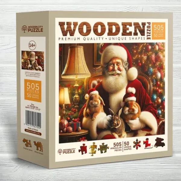 Wooden City Drevené puzzle Santove zajačiky /505 dielikov/ od 14 rokov