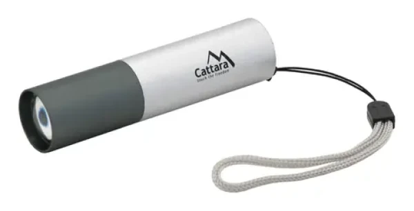 Cattara Svietidlo vreckové LED 120lm ZOOM nabíjací SILVER / CREE XP-E LED / 3.7V 400 mAh / micro USB (13164)