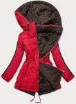 Červeno-hnědá oboustranná dámská bunda (W556-1) Barva: odcienie czerwieni, Velikost:
