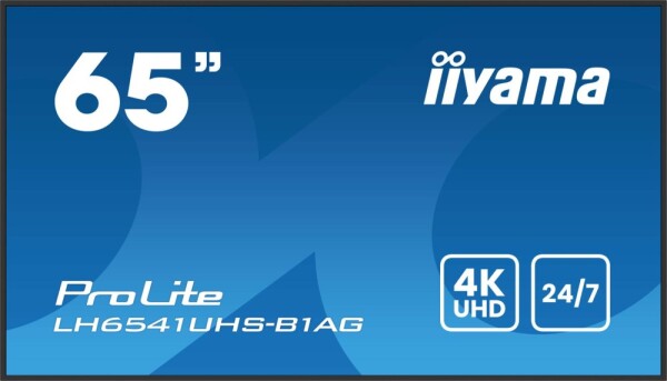 Iiyama LH6541UHS-B1AG signage display 163,8 cm (64.5") LCD 500 cd/m 4K Ultra HD Čierny 24/7
