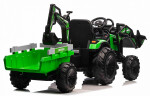 Mamido Mamido Detský elektrický traktor bager s prívesom Strong RC EVA kolesa 12V10Ah zelený