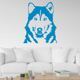 Veselá Stena Samolepka Husky Farba: modrá, Veľkosť: 40 x 32 cm