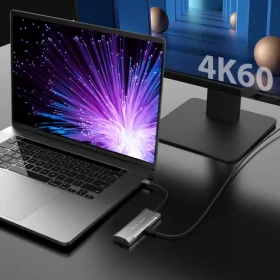 J5Create 4K60 Elite USB-C Mini Dock šedá / Dokovacia stanica / USB4/TB4 kompatibilná / HDMI 4K/60Hz / RJ-45 (JCD393-N)