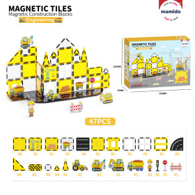 Mamido Mamido Magnetická stavebnica dopravné mesto 47 dielov, žeriav, bager, nakladač MT1476