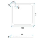 REA/S - Sprchová akrylová vanička Belmond White 90x90 Krytka kartáčovaná meď KPL-04371