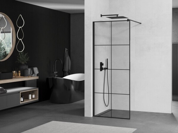 OLSEN SPA - Walk-in sprchovací kút ALBOX BLACK - FARBA rámu - Čierna, Rozmer A - 120, Rozmer C - 195, Smer zatvárania - Univerzálne Ľavé / Pravé, Výplň - Maľované bezpečnostné sklo - 6 mm OLBALBO120BC