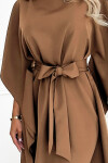 287-39 SOFIA Motýlie šaty so zaväzovaním v páse - cappuccino 2XL/3XL