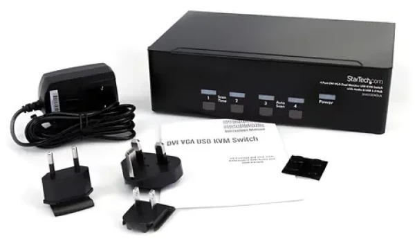 StarTech DVI VGA KVM prepínač čierna / KVM prepínač / DVI / VGA / USB / max. 1920 x 1200 px / 5 portov (SV431DDVDUA)
